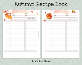 Libro de recetas de otoño imprimible (en formato carta y digital)