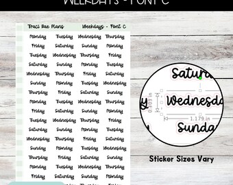 Font C Printable Weekday Script Stickers