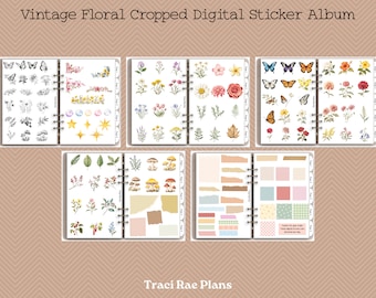 Vintage Floral Cropped Digital Sticker Album