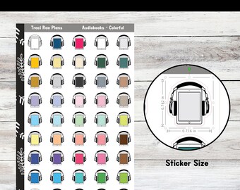 Colorful Audiobook Tablets Printable Planner Stickers