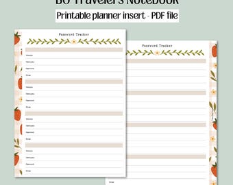 B6 TN Printable Planner Insert - Summer Strawberry Password Tracker