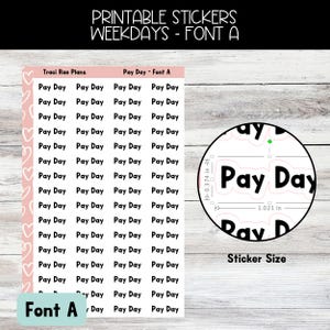 Font A Printable Pay Day Script Stickers