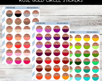 Rose Gold Circle Stickers Printable Planner Stickers