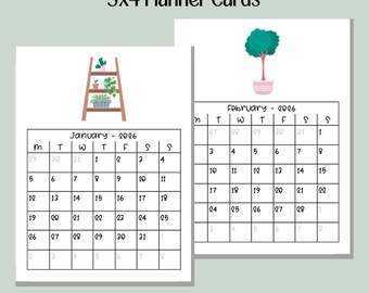 Printable 3x4 Planner Cards 2026 Monthly Botanicals