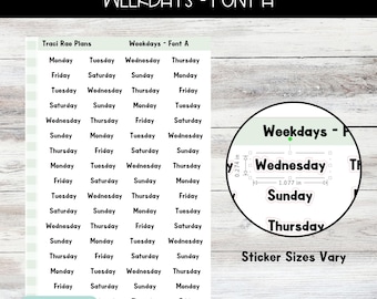 Font A Printable Weekday Script Stickers