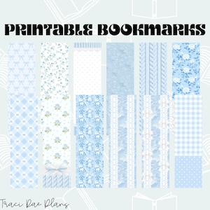Printable Bookmark Bundle - Blue Floral