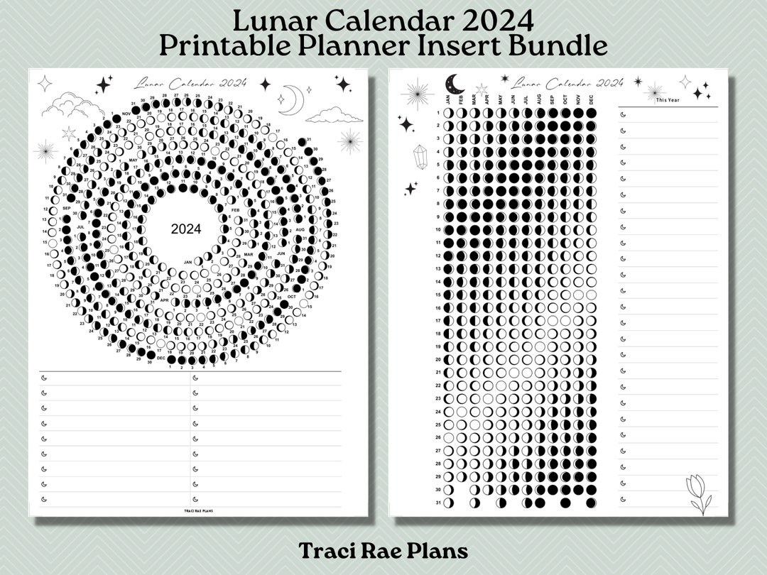 Printable Insert Bundle Lunar Calendar 2024 - Etsy