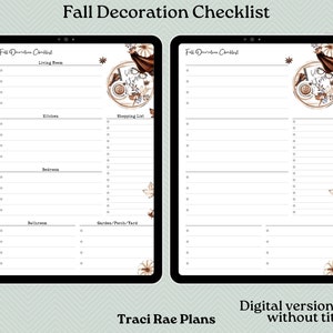 Lista de verificação de decoração de outono para impressão - Carta dos EUA/Digital