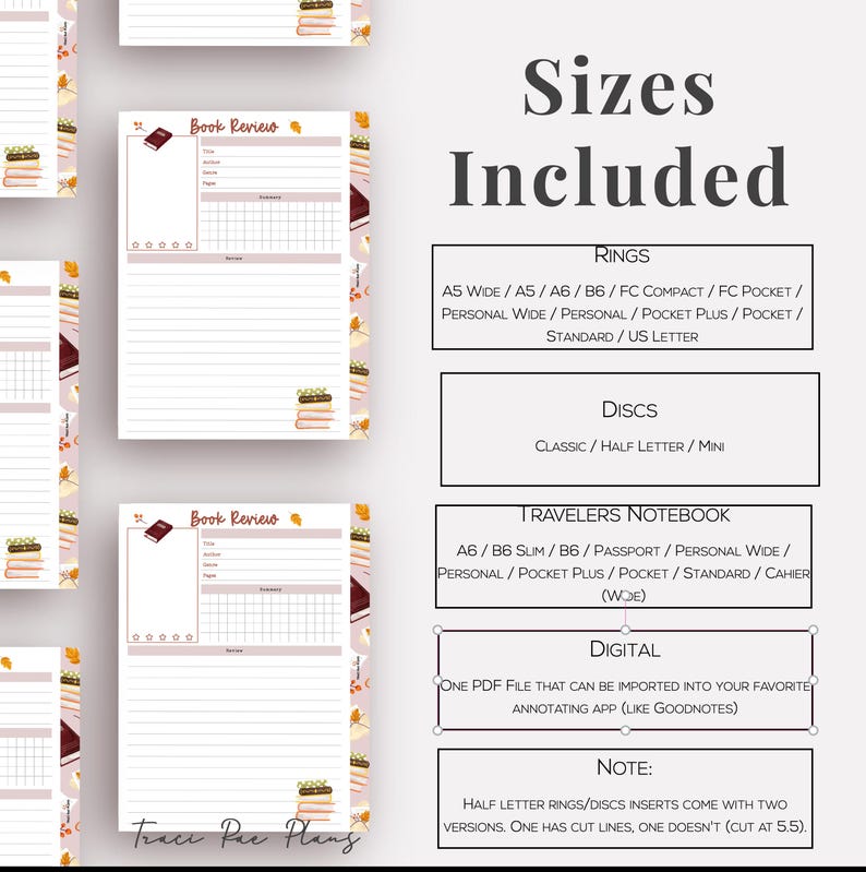 Printable Insert Bundle - Cozy Fall Book Review - Etsy