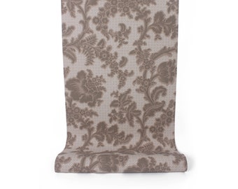 Brunschwig & Fils Vintage Wall Paper - "Damier D'Angleterre" Brown Floral - Musee Des Arts Decoratifs * Paris - Sold by the Roll - Wipeable