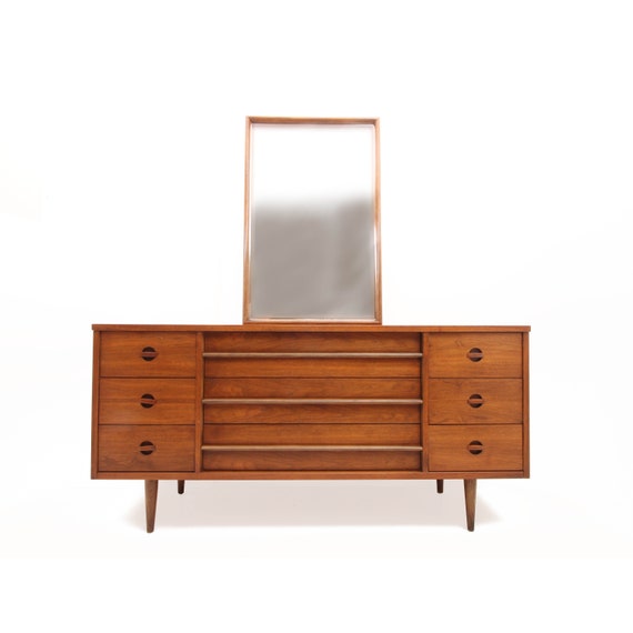 Basset Furniture Industries Long Dresser And Mirror Mid Etsy