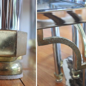 Maison Jansen Nesting Tables- Chrome with detailed Brass Accents- Hollywood Regency Style- Mid Century- Accent Tables image 5