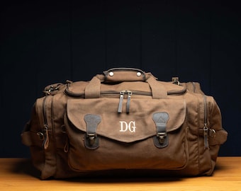 Personalized Canvas Weekender Travel Duffle Bag - Gifts for Groomsmen