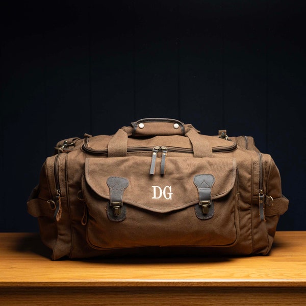 Personalized Canvas Weekender Travel Duffle Bag - Gifts for Him - Groomsmen gift - bridal party gift