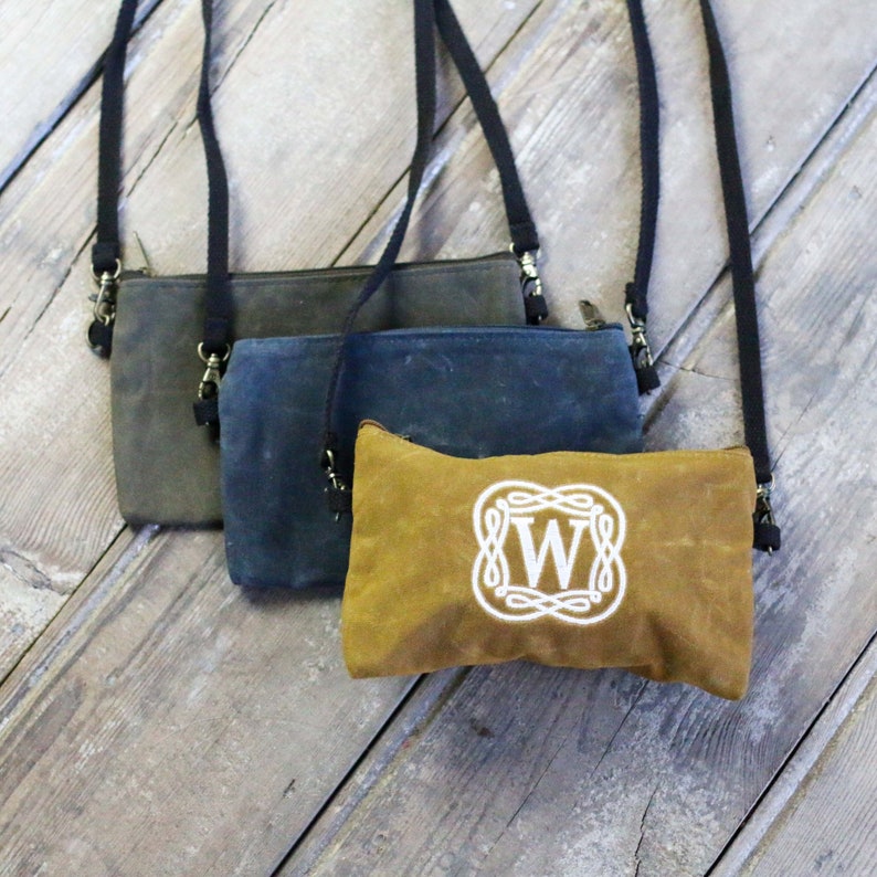 Personalized Waxed Canvas Crossbody Clutch // Bridesmaid Gift Etsy