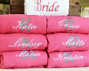 Personalized Getting Ready Bridal Robes The COTTON WAFFLE Gifts for Bridesmaids