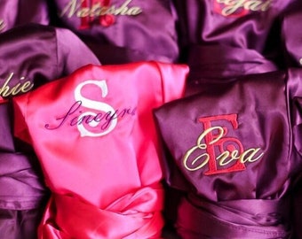 The SILKY SATIN Personalized Bridesmaid Bridal Party Robes - Bridal Party Robes - Getting Ready Robes - Monogrammed Wedding Robe - Wedding