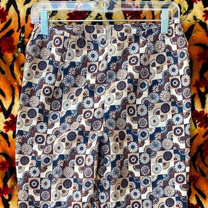 1990s XOXO Flower Power Mod Floral Checkered Psychedelic Pants