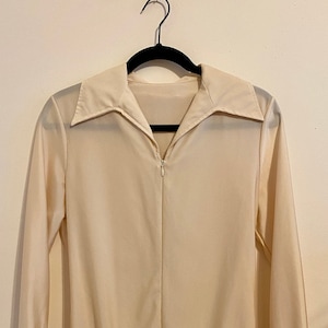 Awesome 1960s Big Collar Front-Zip Bodysuit Leotard with snap button crotch Size Large