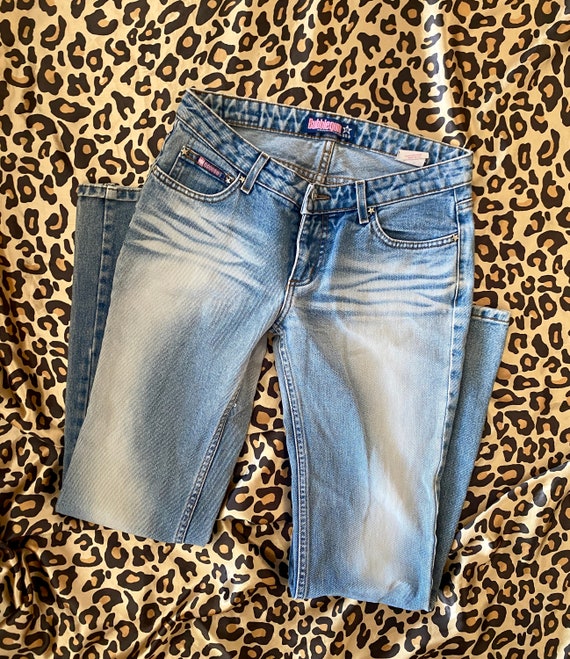 Y2K Low-rise BUBBLEGUM Jeans With Bleached Front and Back and - Etsy