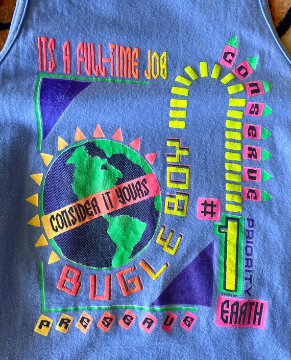 1990s BUGLE BOY Conserving Earth Day-glo Graphic … - image 5