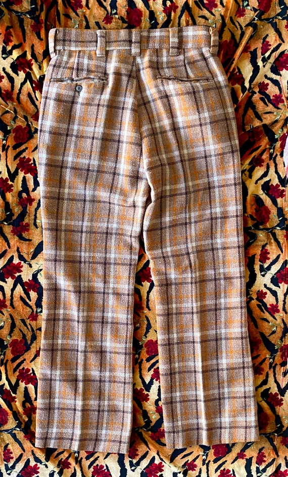 Awesome 1970S Wool Plaid Pleated Trousers with sl… - image 2