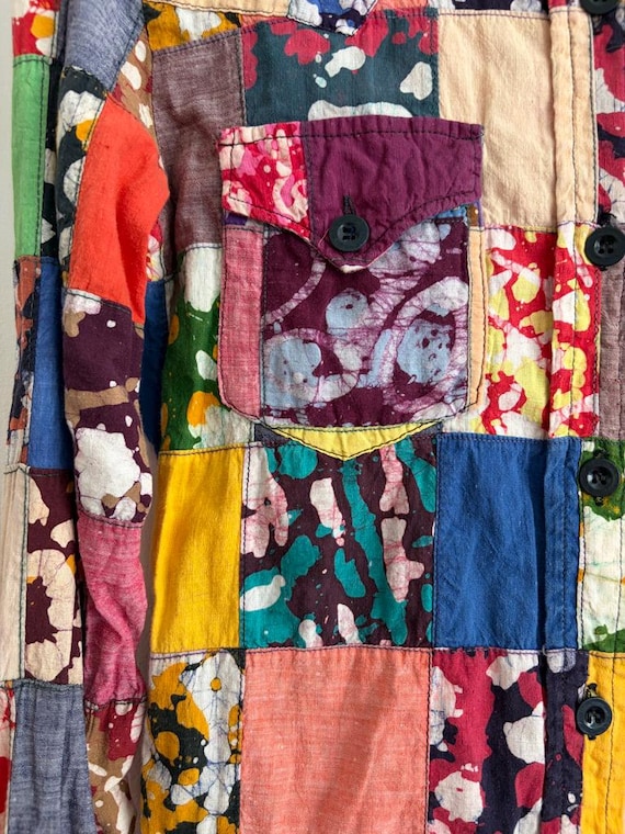 1960s Patchwork Multi-Swirl Pattern Button Down S… - image 6