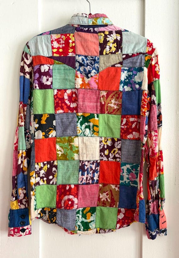 1960s Patchwork Multi-Swirl Pattern Button Down S… - image 2