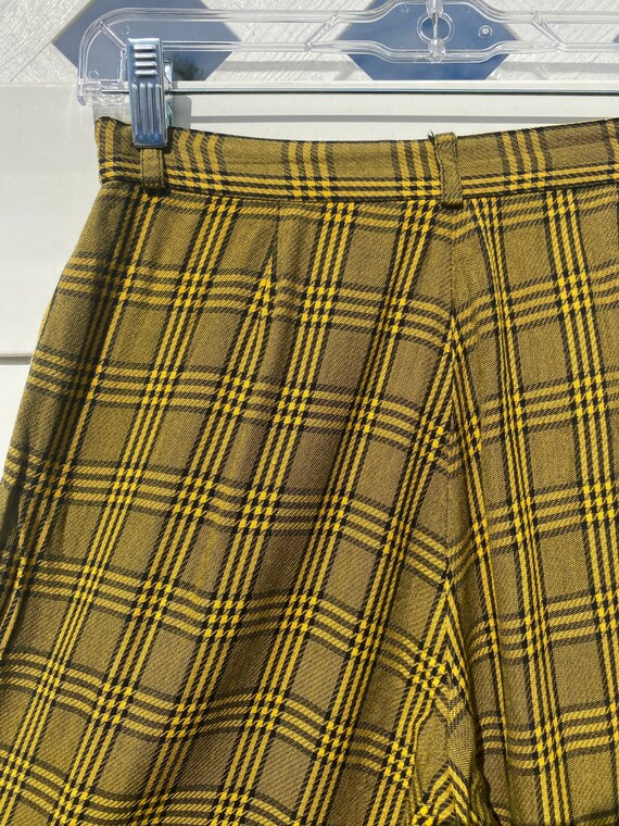 super Cute 1990s Yellow Paid Cuffed Trousers size… - image 5