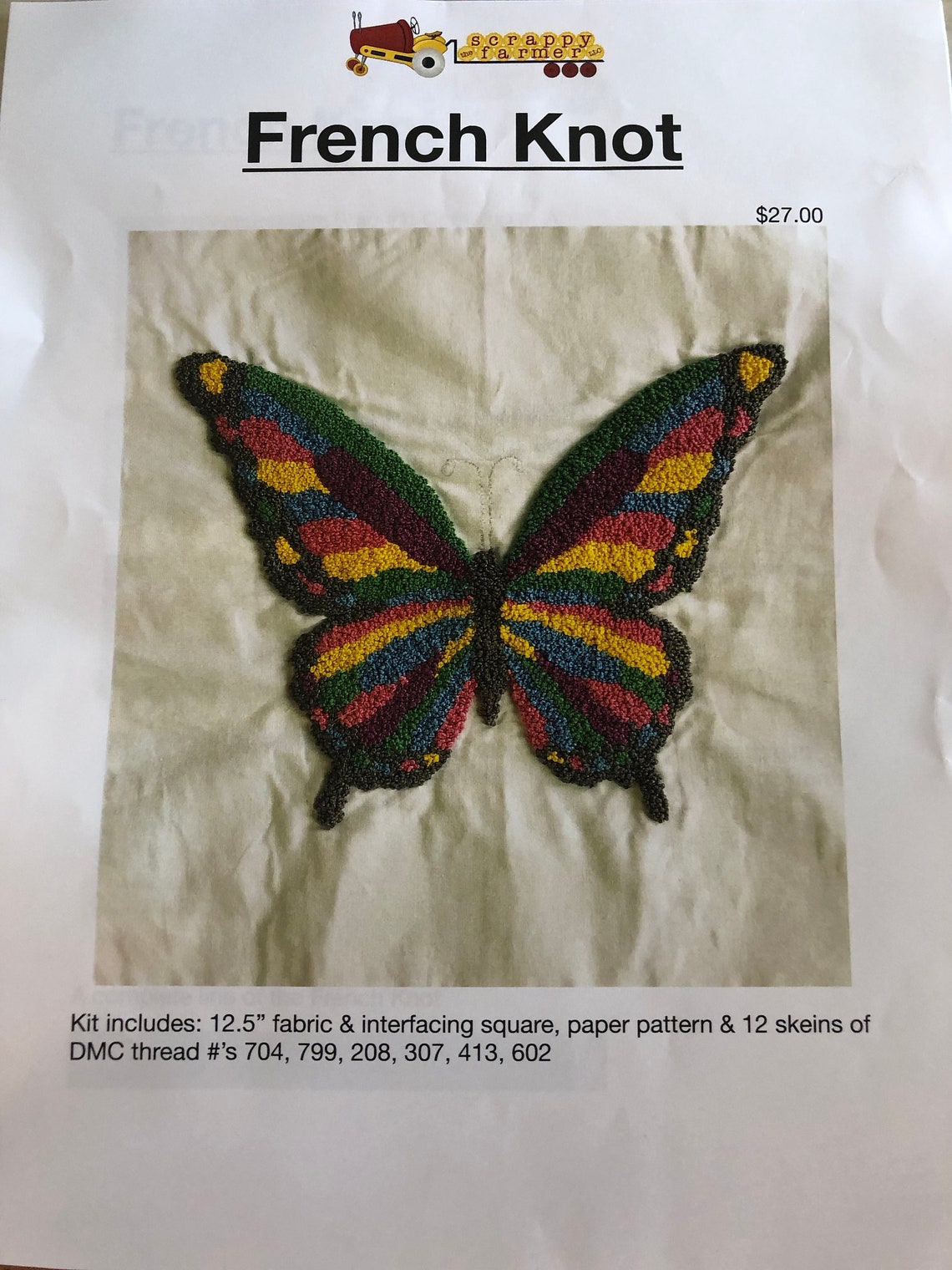 White French Knot Embroidery Kit monsieur Butterfly Etsy