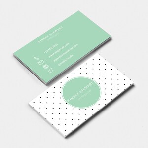 Editable Printable Business Card Template DOTS Feminine Business Editable Printable Business Card Template DOTS Feminine Business