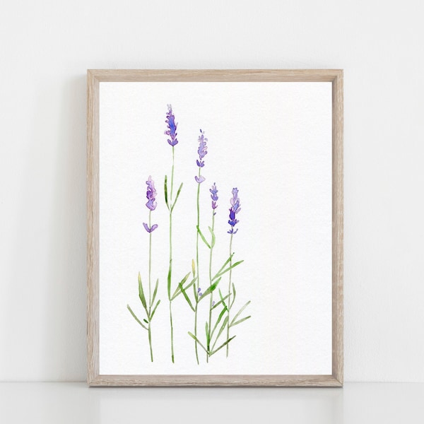 Purple Lavender watercolor art print, floral wall art