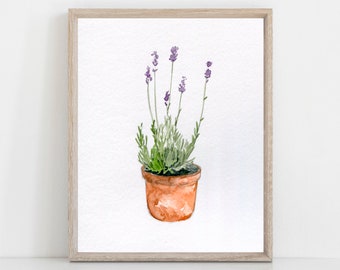 lavender floral watercolor art print