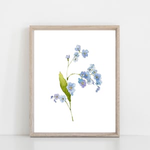 Forget-Me-Nots floral art print, watercolor wall art, bedroom art decor, blue flower print