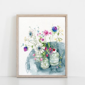 wildflowers watercolor art print