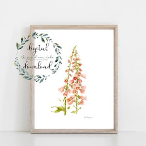 Pink Foxgloves digital download art print