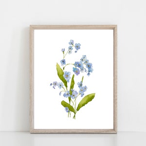 blue Forget-Me-Nots floral art print