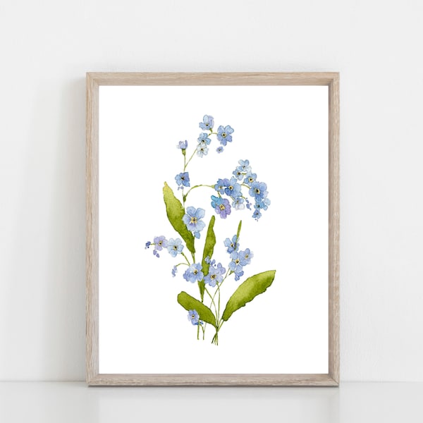 imprimé floral bleu myosotis