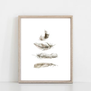 Four Feathers watercolor art print