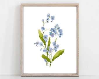 blue Forget-Me-Nots floral art print