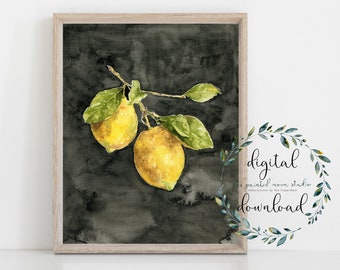 acquerello limoni download istantaneo wall art stampabile