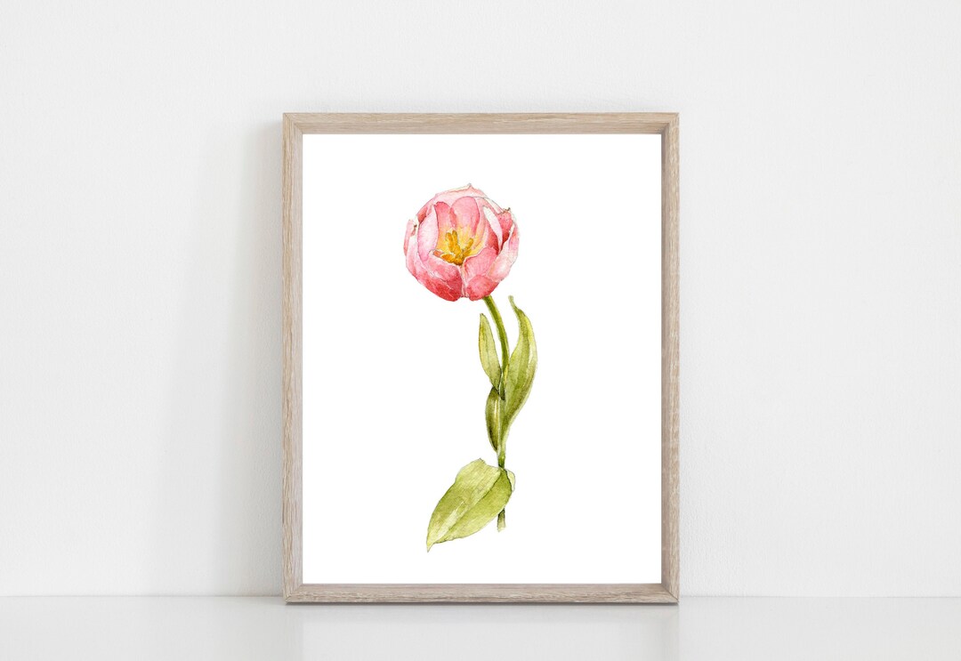 Pink Tulip Watercolor Art Print - Etsy