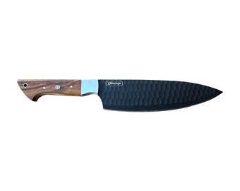 JJGeorge Handcrafted D2 Steel Chef’s Knife – 8" Blade with Rosewood Handle & Leather Sheath