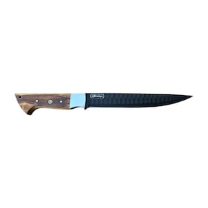 JJGeorge Handcrafted D2 Steel Filet Knife – 8&quot; Blade with Rosewood Handle & Leather Sheath