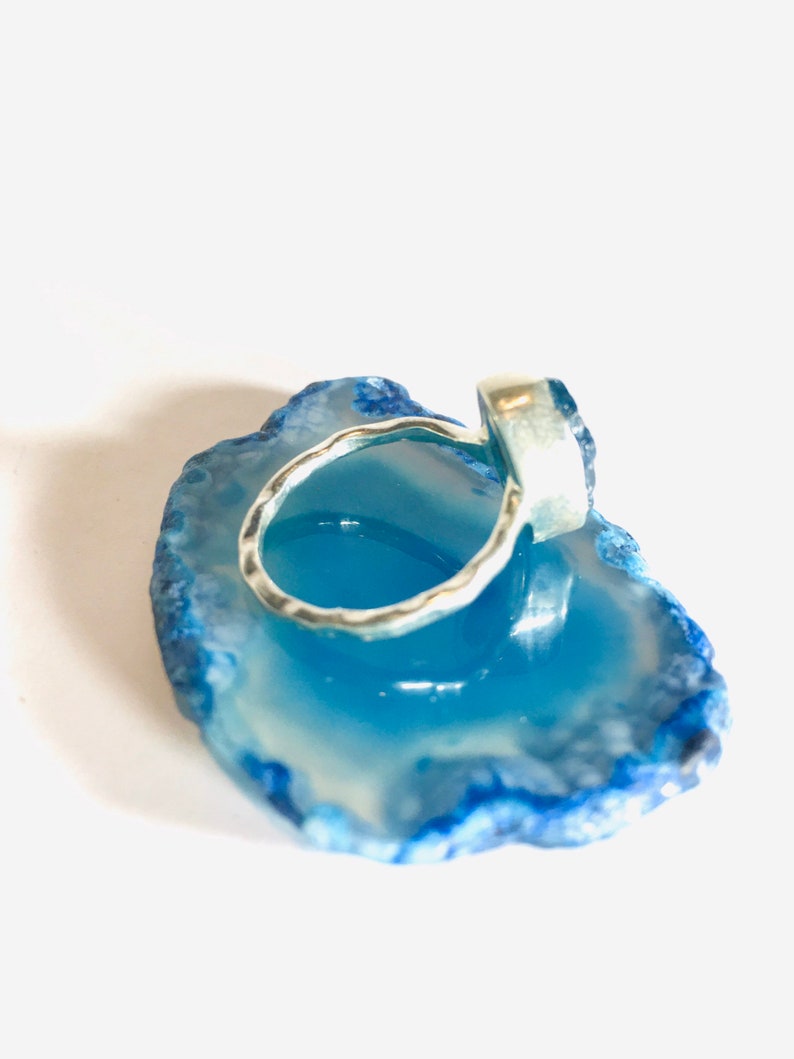 Gift for Her Stackable Ring Raw Gemstone Raw Stone Ring Size 7 Rough Stone Ring Solid 925 Sterling Silver Blue Apatite Gemstone Ring