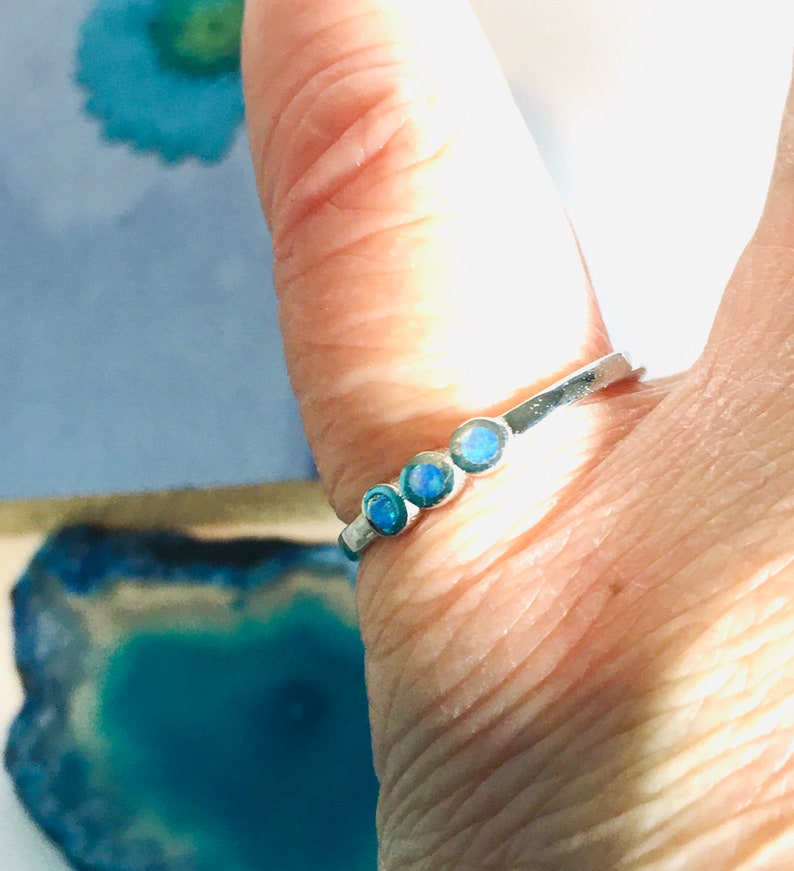 October Birthstone Gift for Her Raw Gemstone Jewelry Raw Gemstone Ring Opal Stackable Ring opal Ring Raw Opal Stackable Gemstone Ring