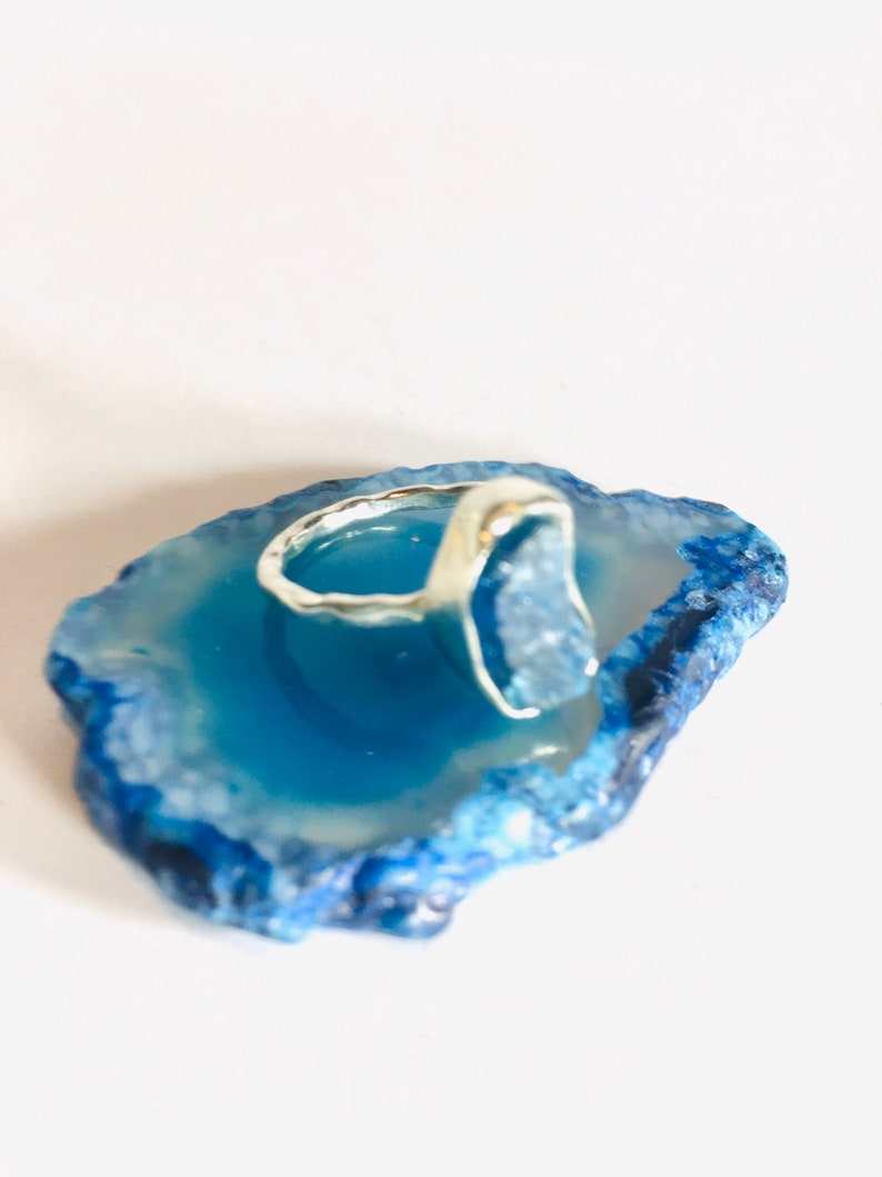 Gift for Her Stackable Ring Raw Gemstone Raw Stone Ring Size 7 Rough Stone Ring Solid 925 Sterling Silver Blue Apatite Gemstone Ring