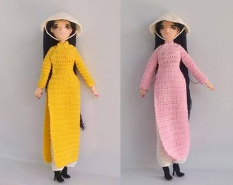 Vietnamese girl doll Pattern, doll amigurumi, doll crochet, #213 PDF INSTANT DOWNLOAD