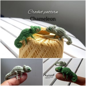 Mini Chameleon Pattern, miniature amigurumi, animals crochet # A0122, PDF INSTANT DOWNLOAD