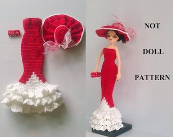 Crochet Doll Clothes Pattern: Elegant Lady Fashion for Barbie (PDF Download)
